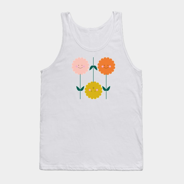 happy flowers enjoy life positive smile smiley faces humor funny cute nature Tank Top by sugarcloudlb-studio